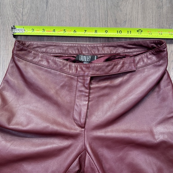 Laundry By Shelli Segal Burgundy Vintage Leather Flare Bootcut Pants - Size 4 - Picture 13 of 13